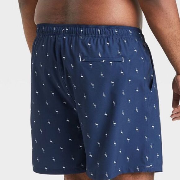 Goodfellow & Co 7" Mini Flamingo Swim Shorts UPF 50+ Navy NWT Size XL - Picture 4 of 15